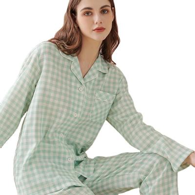 China Breathable can be customized spring and summer bamboo pajamas new long sleeve ladies pajamas and white wood for sale