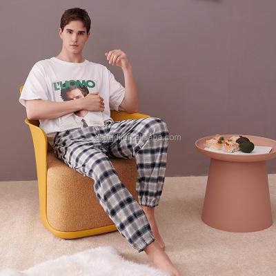 China New Arrival Latest Design Plaid Breathable Pattern Mens Pajama Bottoms Mens Soft Home Set Pajamas for sale