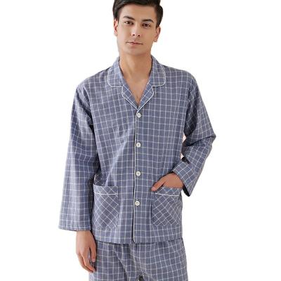 China Breathable pure cotton couple new long sleeve pajamas pants plus size men and women springs and summer cotton home service suits for sale