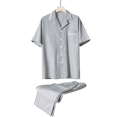 China Breathable Special Hot Selling Gray Night Suit Men Shorts Sleeve Pajamas Cotton Casual Sleepwear for sale