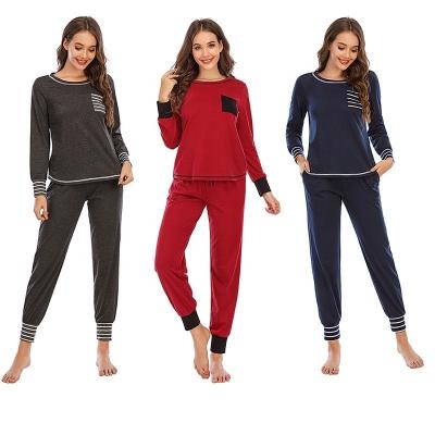 China QUICK DRY Long Sleeve Pants Autumn Sleepwear Two Piece Sleepwear Sets Cotton Set Woman Soft Loose Sleepwear for sale