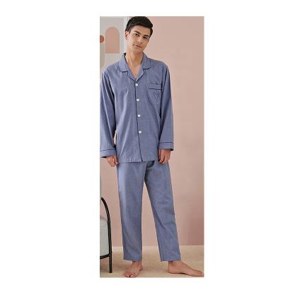 China Loungewear Breathable Sleepwear 100% Cotton Long Sleeve Tops And Pants Woman Pajamas Set For Couples for sale