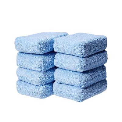 China Microfiber + Sponge Rectangle Microfiber Car Wax Applicator Sponge Pad for sale