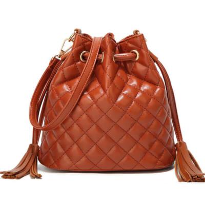 China MS011 Vintage Brand Designer Quilted Bucket Bags PU Ladies Soft Leather Drawstring Bag for sale