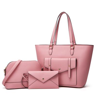 China Latest Fashion EastLeather Design Custom LOGO Womens 3 In 1 Shoulder Handbags Set 3 Piece PU Leather Purse Sets Handbag Women for sale