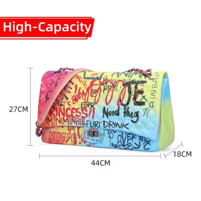 China Fashion Seller Customize Fashionable New Women's High Capacity Graffiti Sling Bag Printing Colorful Painted Woman Shoulder Bags Handbags for sale