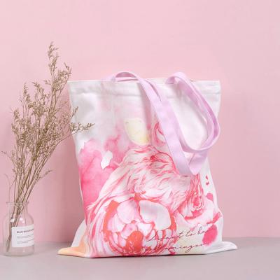 China Fashionable Soft-loop Personality Design Flamingo Printing Large Capacity Tote Bags With Zipper Good Quality Eco Shopping Bag Custom Canvas for sale