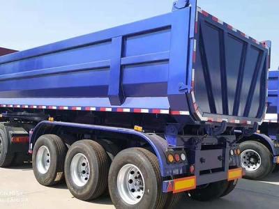 China 60T Tipper Semi Trailer 3 Axles Semi Flatbed Trailers Blue for sale