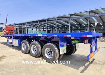 China Blue 30 Foot Flatbed Semi Trailer Custom Flatbed Semi Trailers Tri Axles for sale