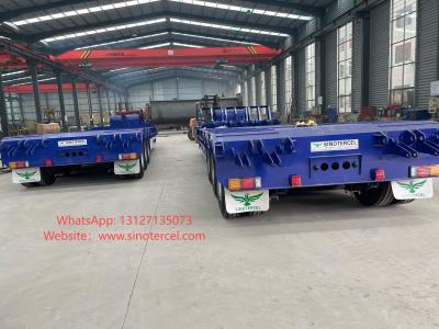 China 3 Axle Flatbed Semi Trailer 2×20Feet or 40Feet For Container Carrying for sale