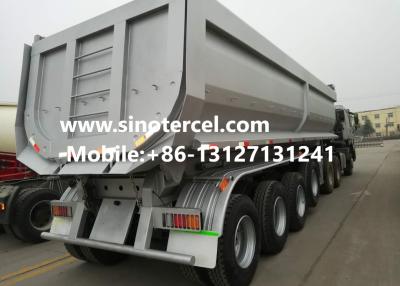 中国 4Axles 42CBM White Tipper Dump Semi Trailer With 80 Tons Loading Capacity 販売のため