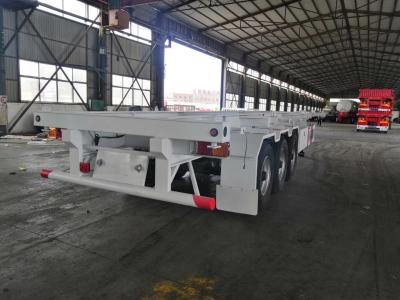 China 3 Axle Blue Flatbed Semi Trailer 2×20Feet or 40Feet For Container Carrying 50-60Tons for sale