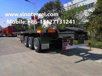 China 60T Semi-Anhänger 3 Achsen Semi-Flatbed Anhänger Grau zu verkaufen