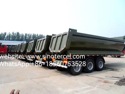 China 3 Axle Hydraulic Dump Tipper Semi Trailer U Type Time Saving Convenient  Army Green for sale