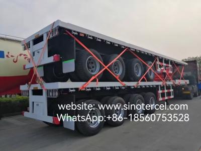 China 4 Axles Flat Bed Semi Trailer Strong Bearing Stable Single axle can be lifted en venta