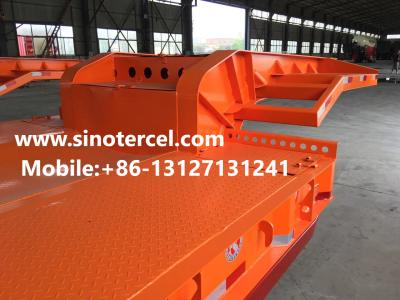 중국 3 Axles Low Bed Semi Trailer Hydraulic Type Ladder Orange 판매용