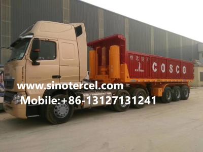 China OEM Steel Tipper Semi Trailer ISO SGS With Hydraulic System 30-50 Tons Red for sale