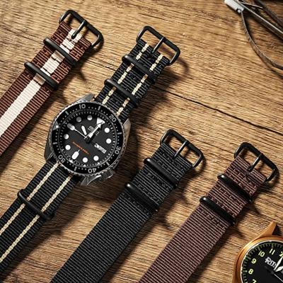 China 2021 High Quality Luxury Watch Band Non-Specific NATO Gray Black Nato Pure Color Nylon Watch Strap for sale