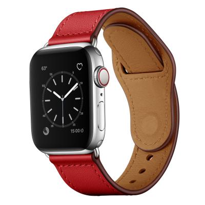 China Fanshion Watch Straps Genuine Leather Soft Smart Band Series Bursting Pattern Strap Bands For Apple Watch for sale