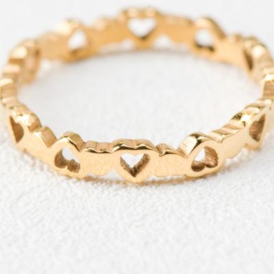 China FASHIONABLE Gold Color Circle Simple Whole Cavity Hollowed-out Heart Shape Ring Design Cute Fashion Love Jewelry For Women for sale