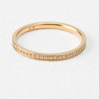 China Hot Selling Elegant Row FASHIONABLE Full Diamond Gypsophila Ring Stainless Steel Rose Gold Ring Charm Single for sale