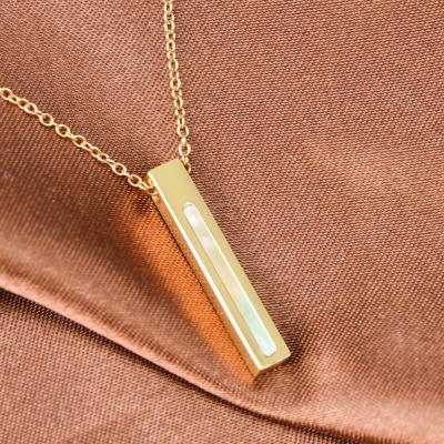 China Fashion stainless steel bar necklace gold for men women custom 3d logo vertical bar unisex pendant necklace for sale