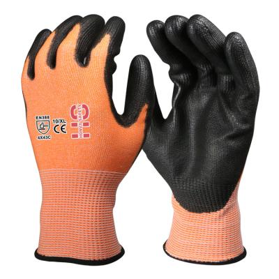 China Protection Cut PU Coated Palm Safety Form Reinforce HPPE Knitted Anti Cut Work Glove Cut Resistant for sale