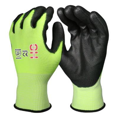 China Cut Protection Anti-cut Level 5 PU Liner HPPE Cut Resistant Safety Gloves for sale