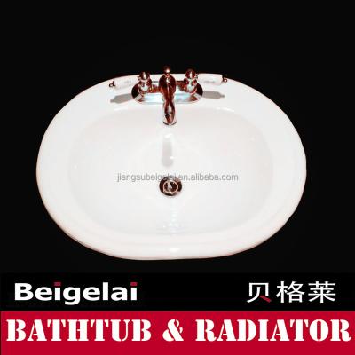 China Clean Traditional Porcelain Glazed Cast Iron Bathroom Sink for sale