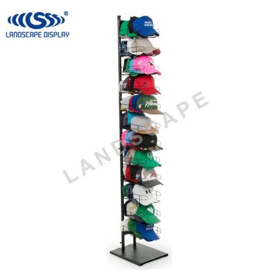 China Floor Standing Customized Metal Floor Rack For Baseball Cap Display Stand/Floor For Hat/Hat Metal Display Rack for sale