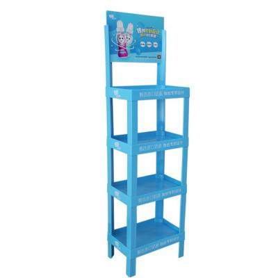 China OEM Retail Floor Standing Shelves Plastic Display Rack For Bottle Beverage 47*47N for sale