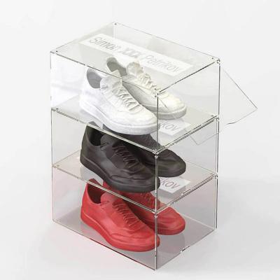 China Crystal Clear Acrylic Shoe Box Shoe Drawer Shoe Drawer Acrylic Box ACD004 for sale