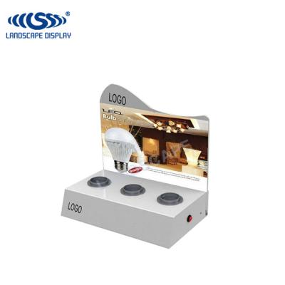 China Custom Acrylic Counter Top Light Bulb Display Case / Counter LED Light Bulb Display Box for sale