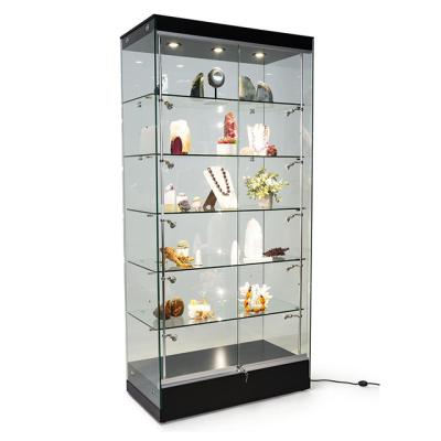 China Hot Sale Counter Counter New Design Glass Display Cabinet With LED Light for sale