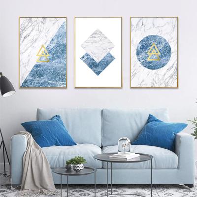 China UV Resistant Blue Living Room Decoration 12*18inch Geometry Wall Picture Art With Frame for sale