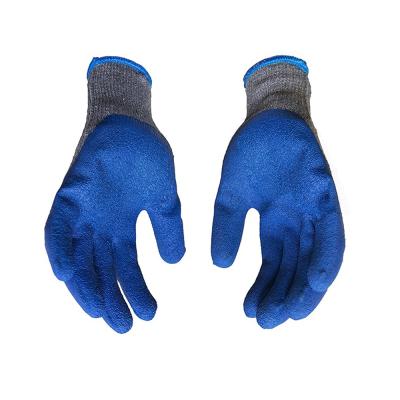 China Industrial Latex Coated Blue Rubber Safety Work Gloves for sale