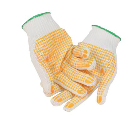 China Industrial PVC Dots Work Gloves Hot 7/10G Natural Yellow PVC Dipped Dots Cotton Knit Hand Work Gloves for sale