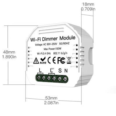 China Work with Alexa / Google Home WiFi Dimmer Switch Module Life Tuya Smart Light Work with Alexa Google Home 1 Band 1/2 Way for sale