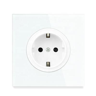 China Cheap Standard Electric Wall Outlet Crystal Tempered Glass Water Proof EU Switch Sockets EU Standard Smart Wall Socket Smart Light Outlet for sale