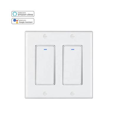 China US Products Home 2 Push Button WIFI Wall Light Switch Tuya Smart Standard Smart Voice Control APP Sensitive Electric Switch Homes Switch for sale