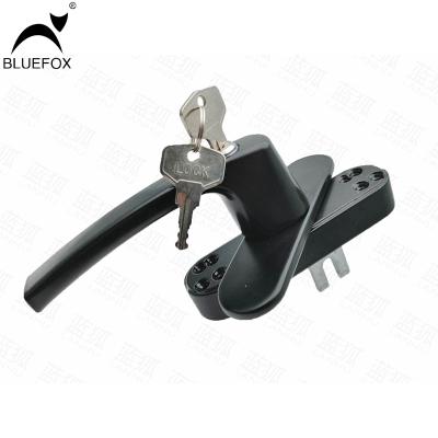 China Modern Supplier High Quality Two Point Type BLUE FOX Black With Lock Set Aluminum Window Handle for sale