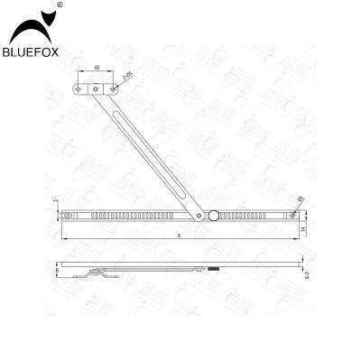 China Modern Aluminum Alloy Two Groove 13.5C Rod Point Type Hinge Hinged Window Friction Connecting Stay for sale