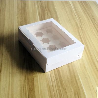 China Large Biodegradable Wholesale Clear Window Cupcake Paper Packaging Cake Box for sale