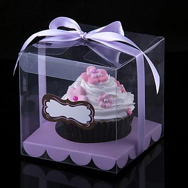 China Recyclable PET Cupcakes Packaging Clear Transparent Deluxe Box Cake Packaging Art Paper Custom Recyclable 2000 Pieces Accept CN; GUA Square for sale