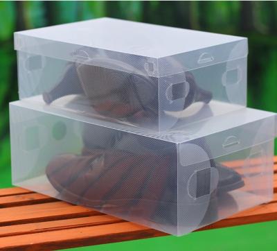 China Sustainable Wholesale Custom Made Twill Clear PP Foldable Plastic Shoe Box for sale