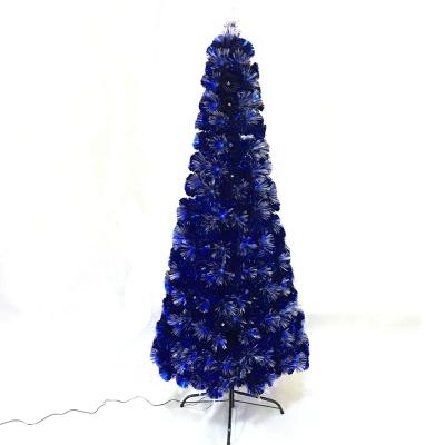 China Blue Tinsel Wrapped Artificial Christmas Tree National Prelit 7.5' PET Tree for sale