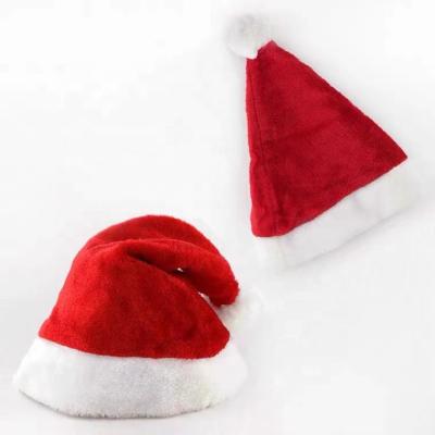 China Warm and Soft Plush Christmas Hat Traditional Red and White Christmas Santa Hats for sale