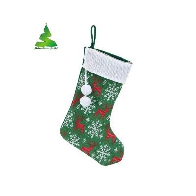 China Cloth Christmas Opens Christmas Factory Hot Wholesale Christmas Stocking With Green/Red Fawn Fireplace Hanging Decoration for sale