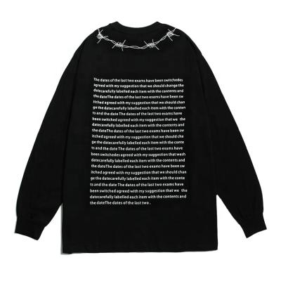 China Letter Print Letter Print Loose T-shirt Men Long Sleeve T-shirt Men High Street Crew Neck Cotton Tee Letter Print Breathable Casual Long Sleeve T-shirt socket for sale