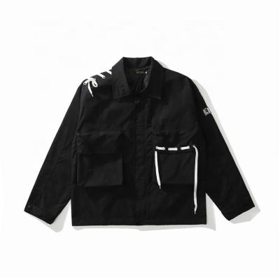 China Windproof Multi-pocket Lace Up Jacket Mens Streetwear Motorcycle Jacket Autumn Loose Lapel Jacket Men for sale